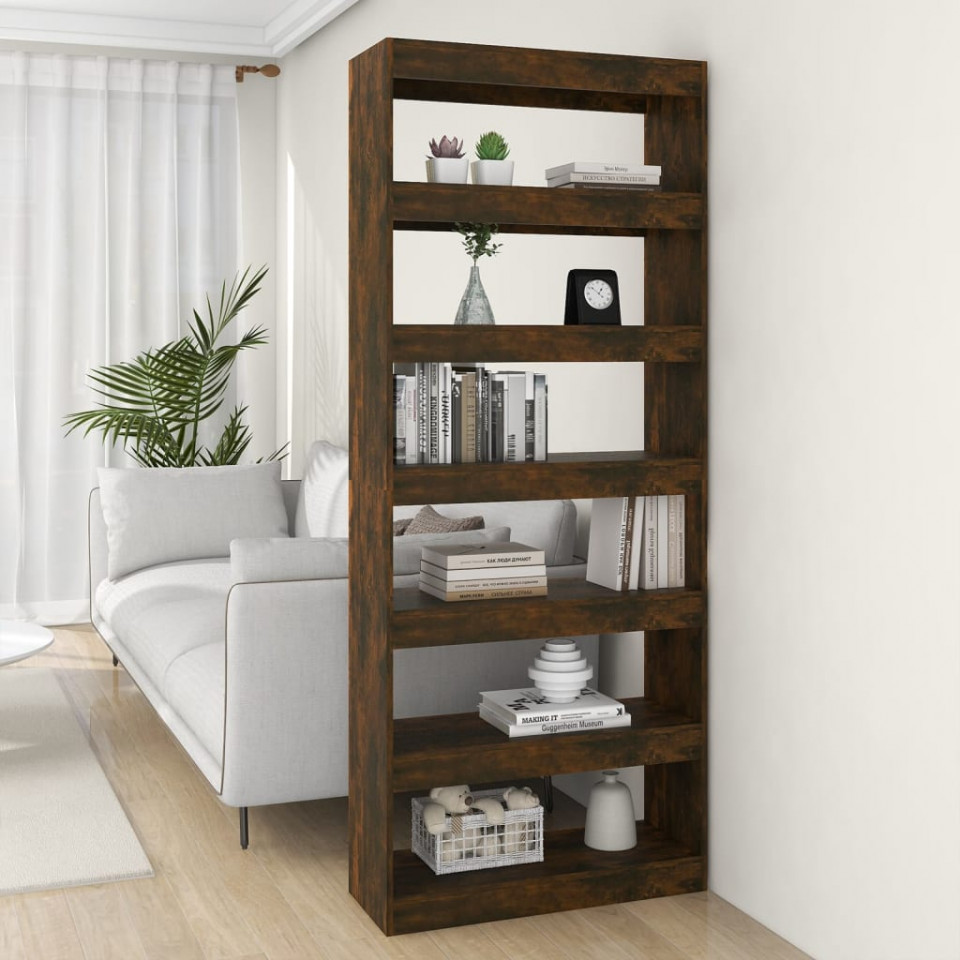 Bibliotecă/Separator cameră, stejar afumat, 80x30x198 cm, PAL