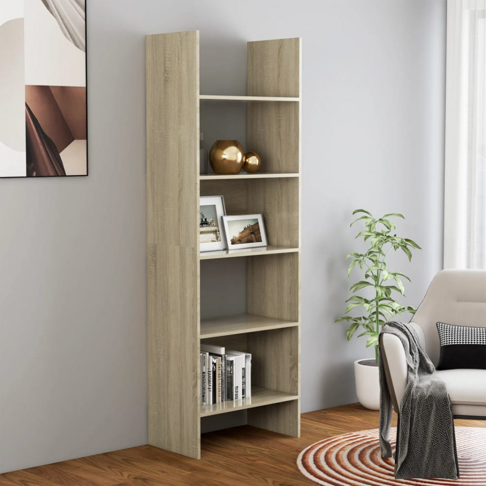 Bibliotecă, stejar Sonoma, 60x35x180 cm, PAL