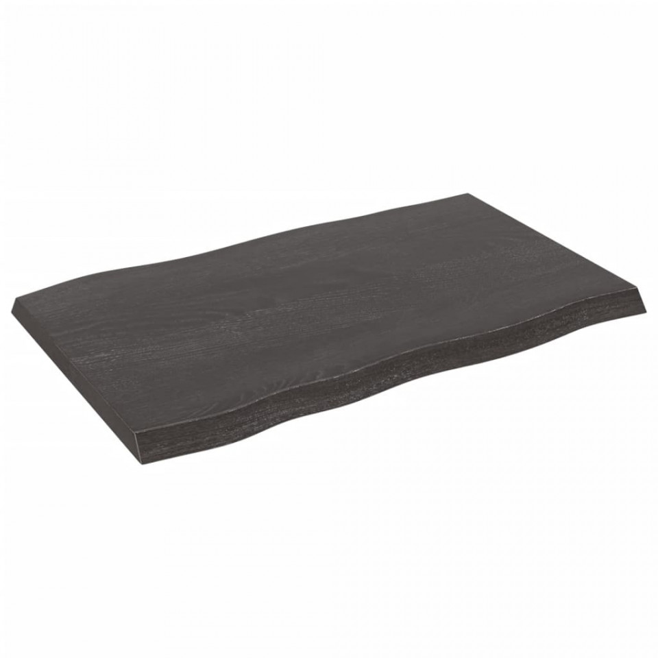 Blat masă, 80x50x4 cm, gri, lemn stejar tratat contur organic