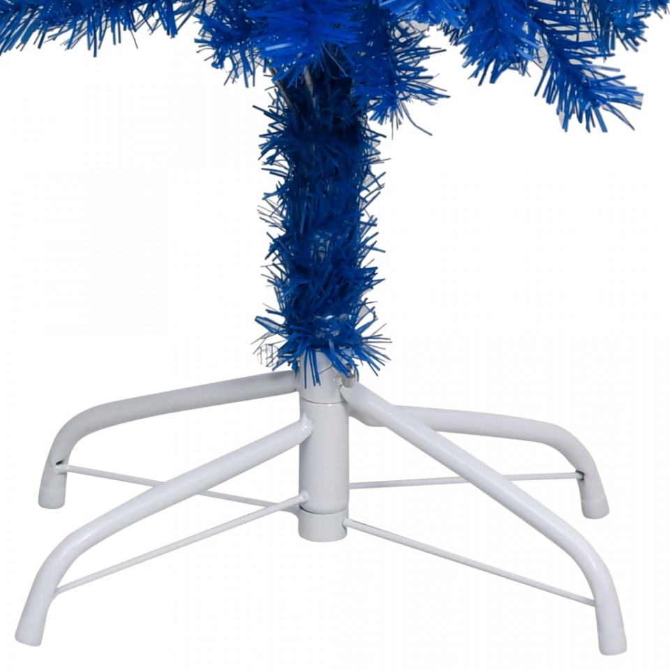 Brad Crăciun pre-iluminat cu set globuri, albastru, 150 cm, PVC