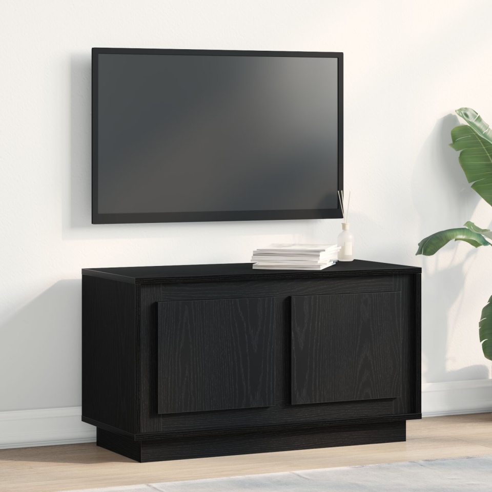 Cabinet TV Negru Stejar 80x35x45 cm Lemn special