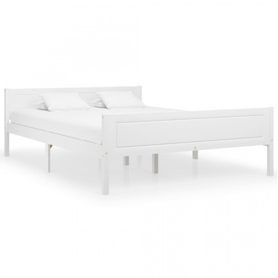Cadru de pat, alb, 160x200 cm, lemn de pin masiv