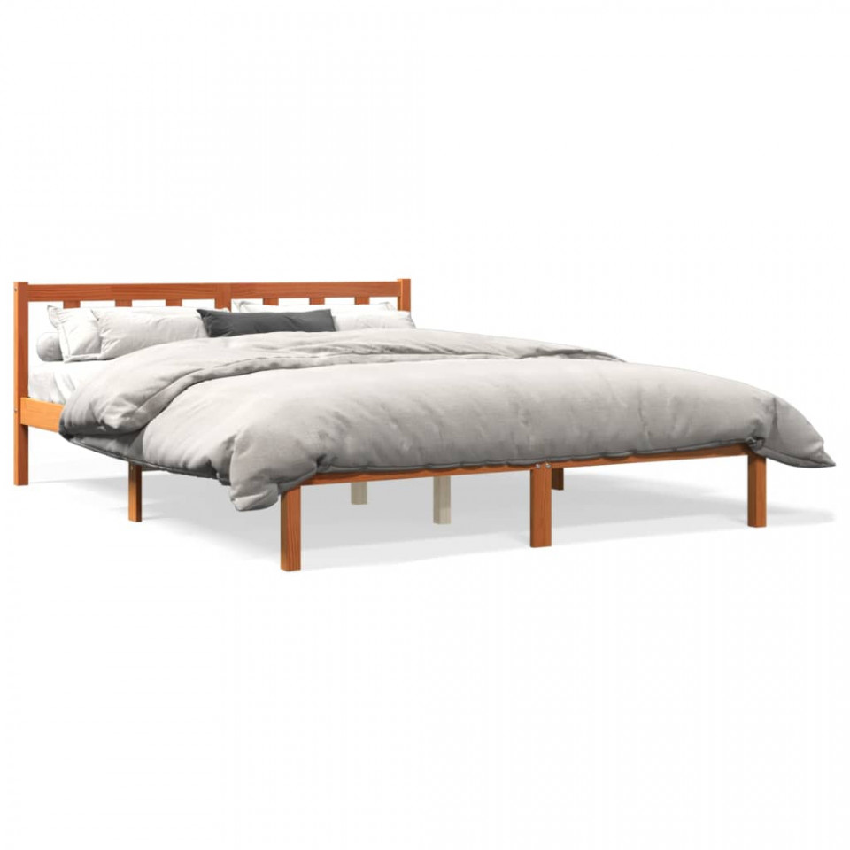 Cadru de pat, maro ceruit, 160x200 cm, lemn masiv de pin