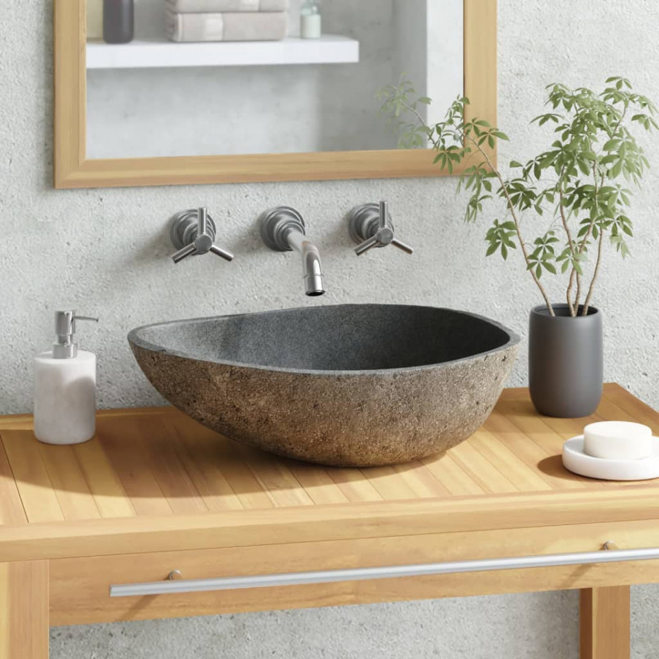 Chiuvetă din piatră de râu, 38-45 cm, ovală