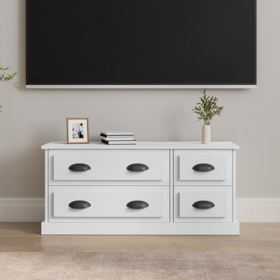 Comodă TV, alb, 100x35,5x45 cm, lemn prelucrat