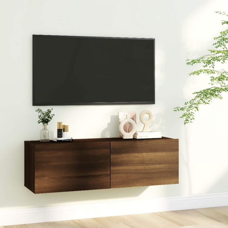 Poza Comoda TV de perete, stejar maro, 100x30x30 cm, lemn prelucrat
