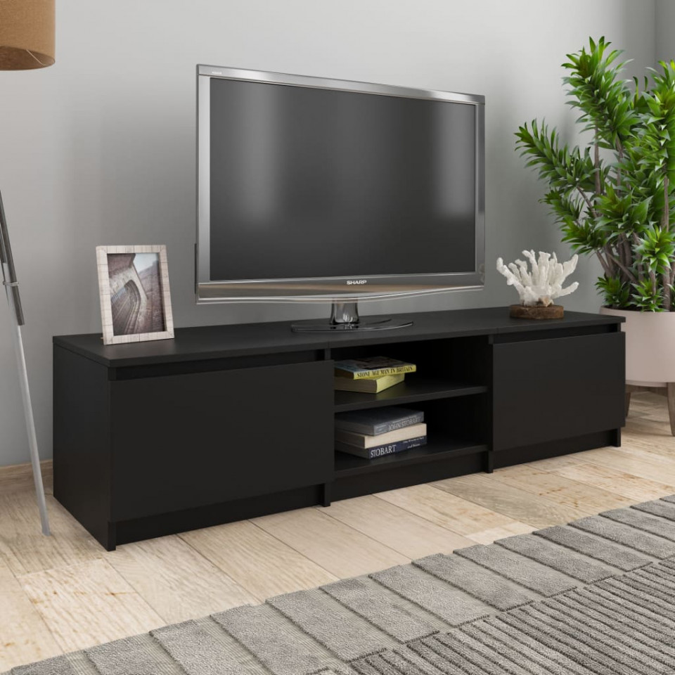 Comodă tv, negru, 140 x 40 x 35,5 cm, pal
