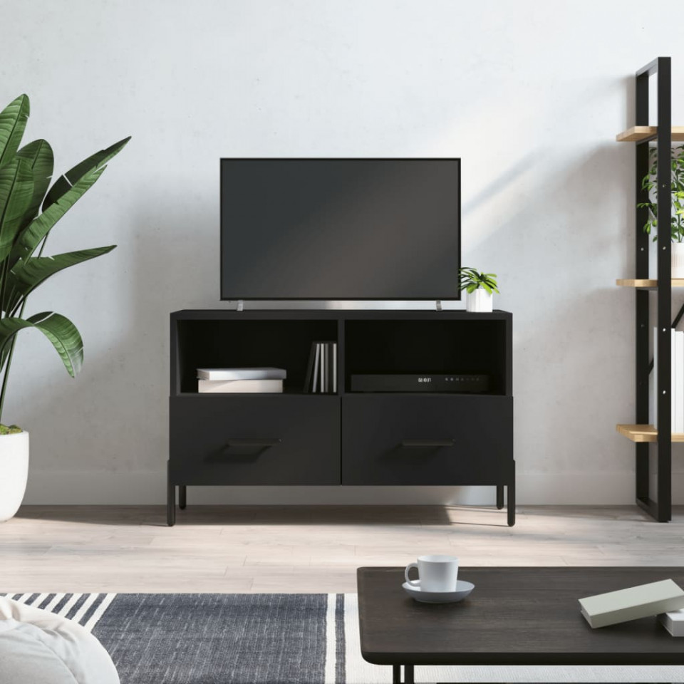 Comodă tv, negru, 80x36x50 cm, lemn prelucrat