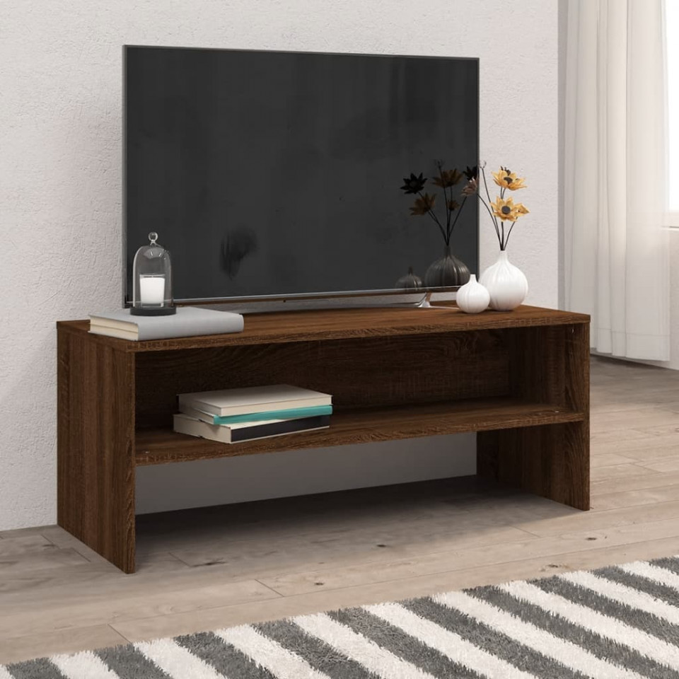 Poza Comoda TV, stejar maro, 100x40x40 cm, lemn compozit