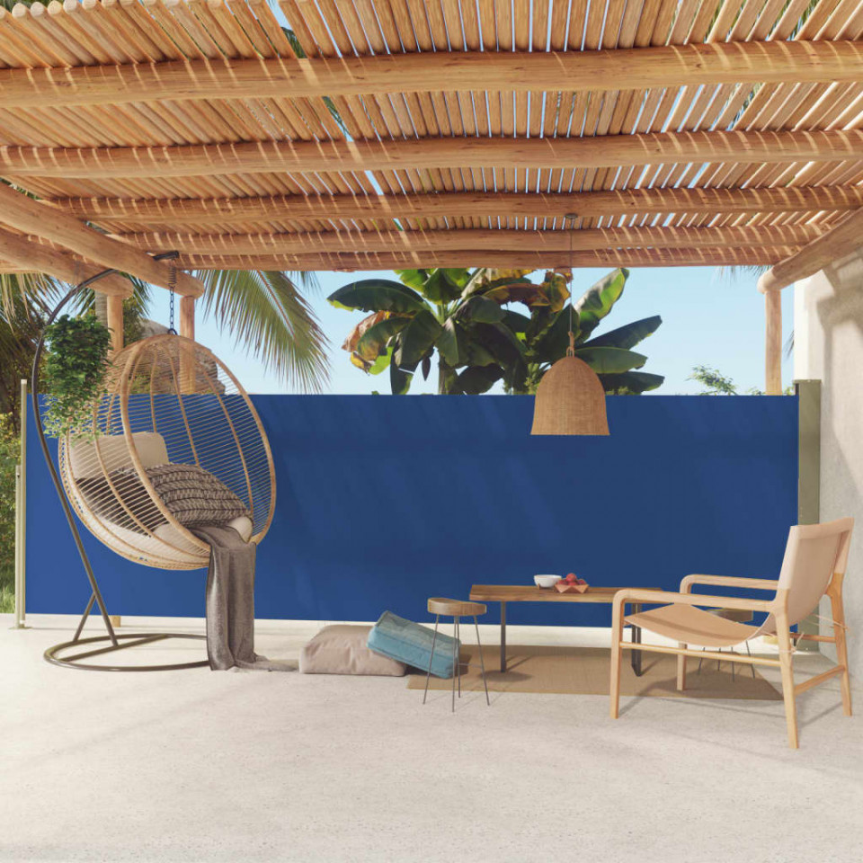 Copertină laterală retractabilă de terasă, albastru, 160×500 cm Casa Practica