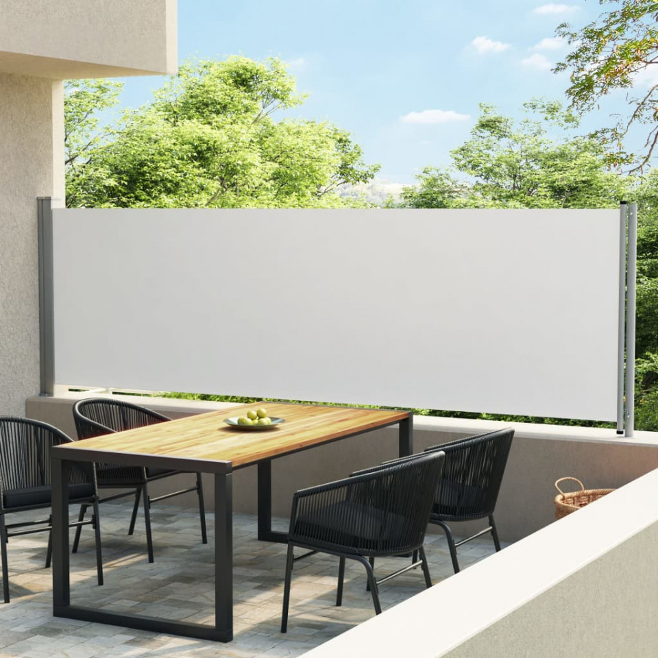 Copertină laterală retractabilă de terasă, crem, 140 x 600 cm