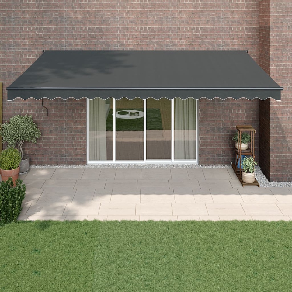 Copertină retractabilă automată, antracit, 5x3 m