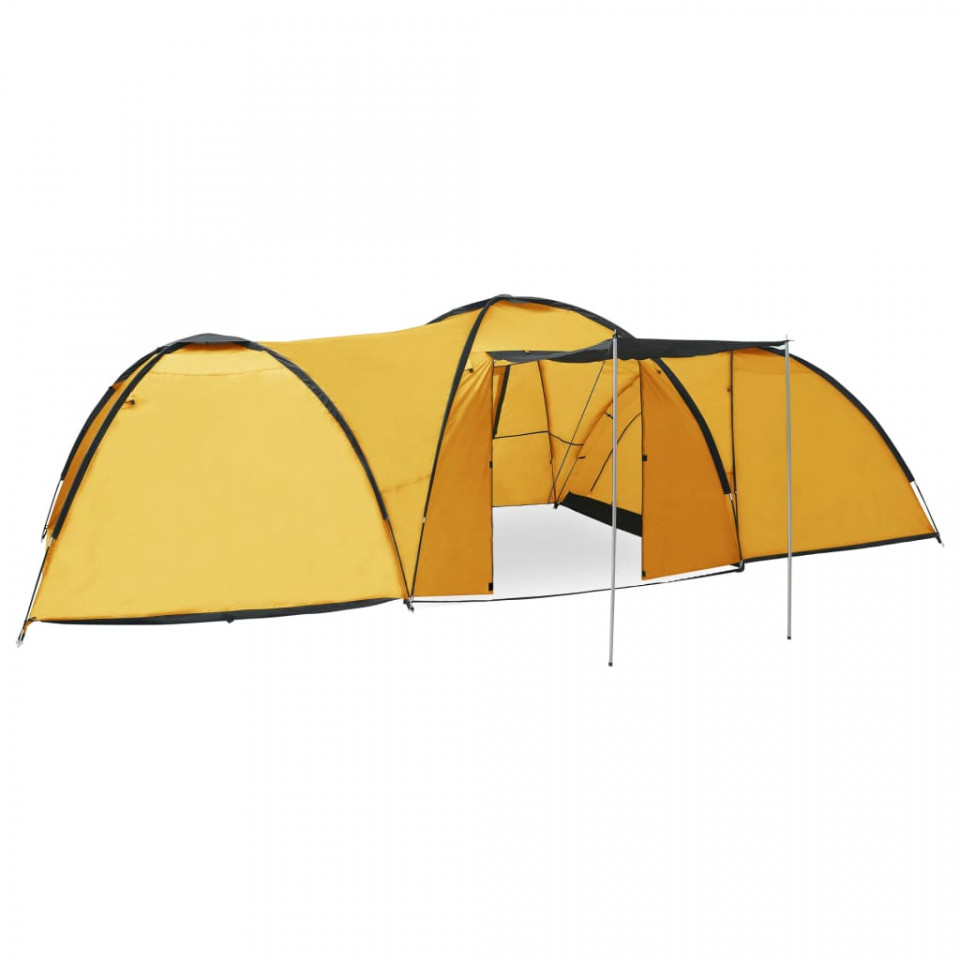 Cort camping tip iglu, 8 persoane, galben, 650 x 240 x 190 cm (IN