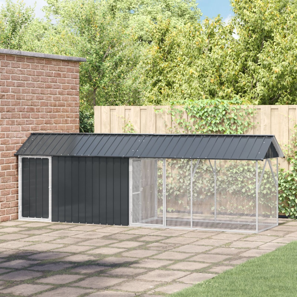 Cușcă pentru Păsări cu Extensie Anthracite 112x442x141 cm Oțel