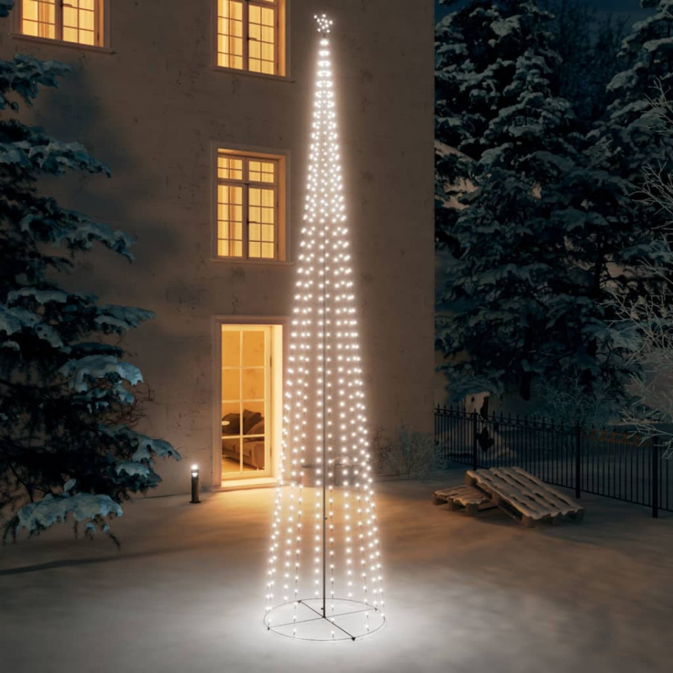 Decorațiune brad Crăciun conic 752 LED-uri alb rece 160×500 cm 160x500