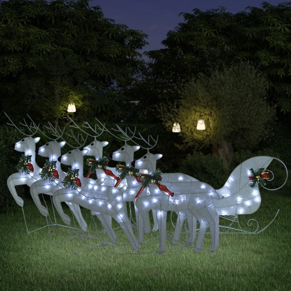 Poza Decoratiune de Craciun cu reni&sanie 140 LED-uri alb exterior