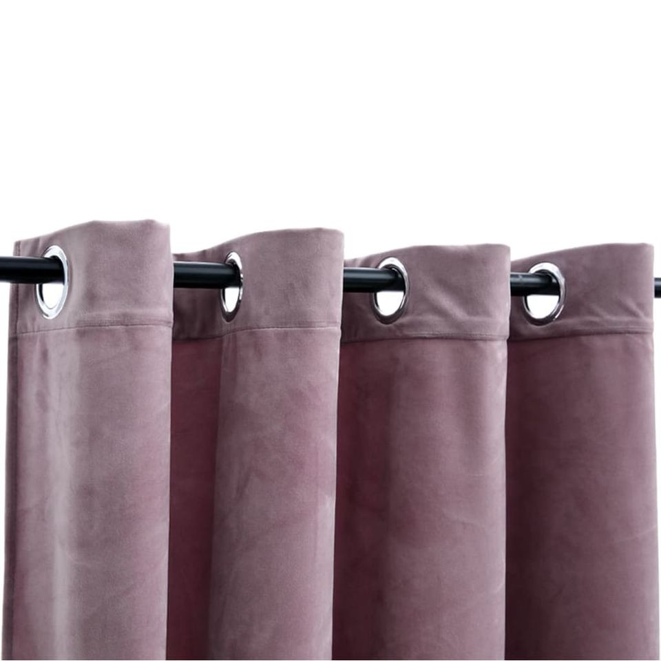 Draperie opacă roz antichizat 290x245 cm catifea inele metalice