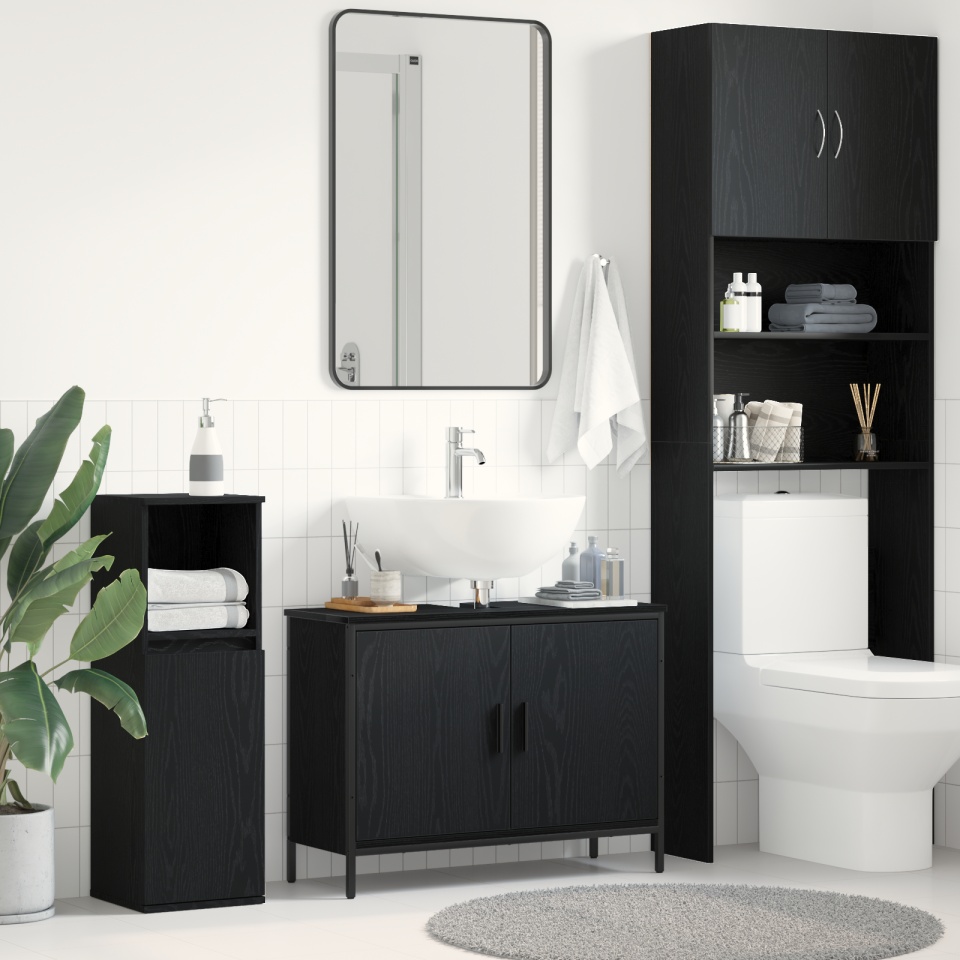 Dulap chiuvetă de baie, stejar negru 80x30x60 cm lemn prelucrat