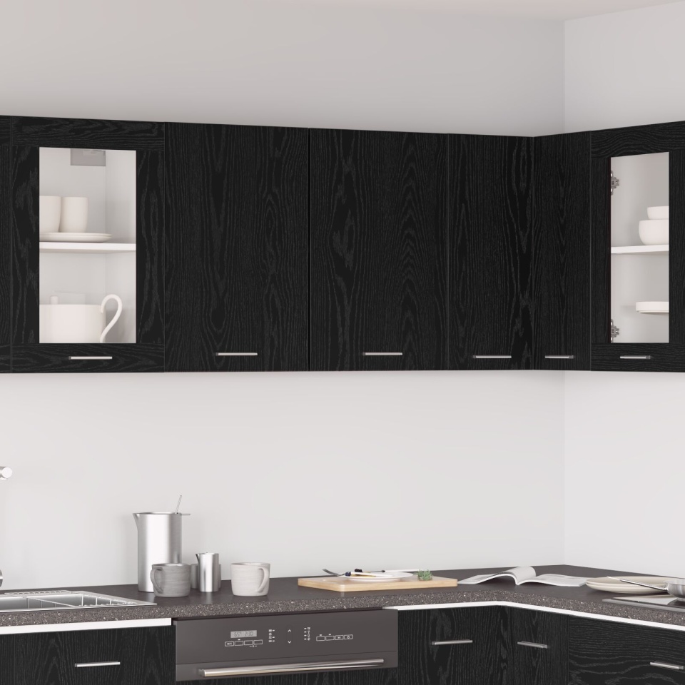 Dulap suspendat din stejar negru - 80x31x60 cm - Fabricat din lemn prelucrat