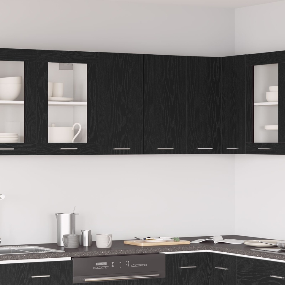 Dulap suspendat Negru Stejar 60x31x60 cm Fabricat din Lemn Prelucrat