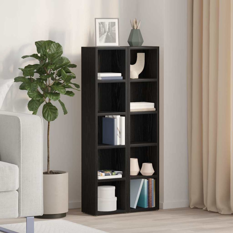 Dulapuri CD-uri 2 buc Stejar negru 21x16x93,5 cm Lemn prelucrat