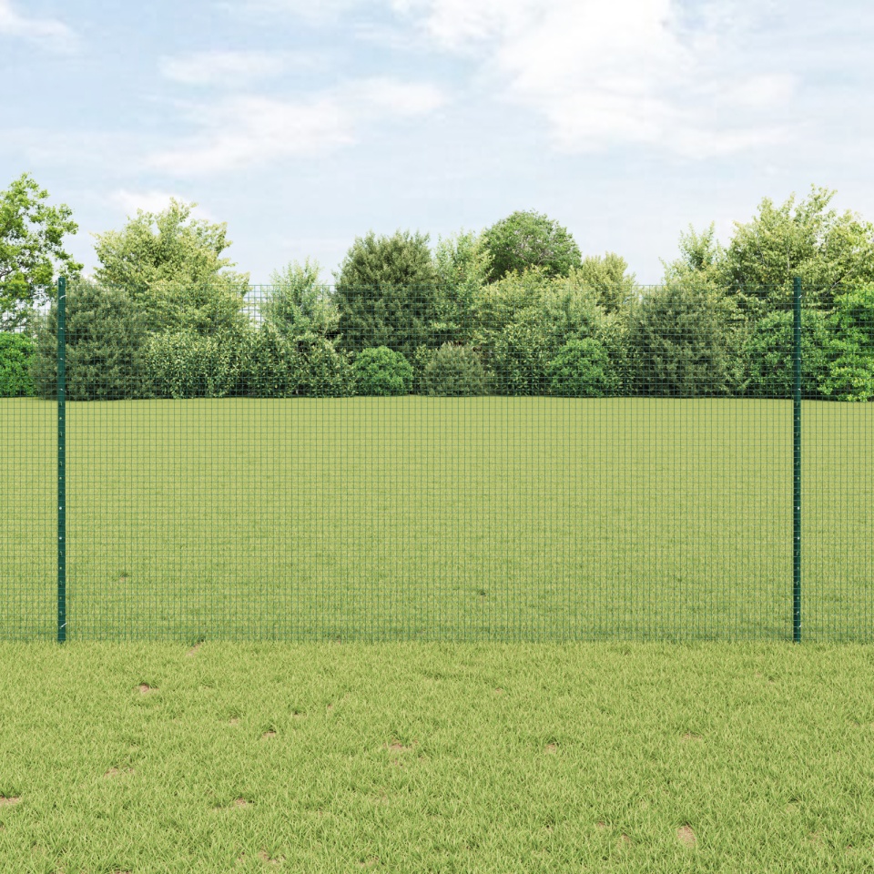 Gard Metalic Sudat cu 5 Stâlpi U Verde 1.2x10 m Oțel