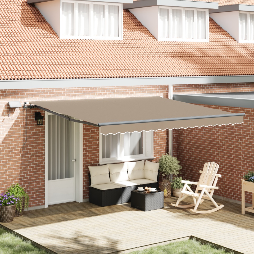 Markiză retractabilă manuală cu LED bej 400x350 cm, Material de înlocuire pentru markiză de 4x3.5 m bej