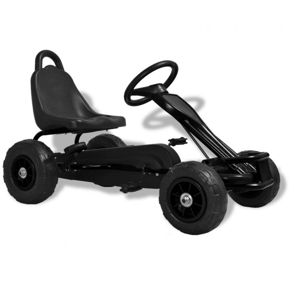 Mașinuță kart cu pedale și roți pneumatice, negru Casa Practica
