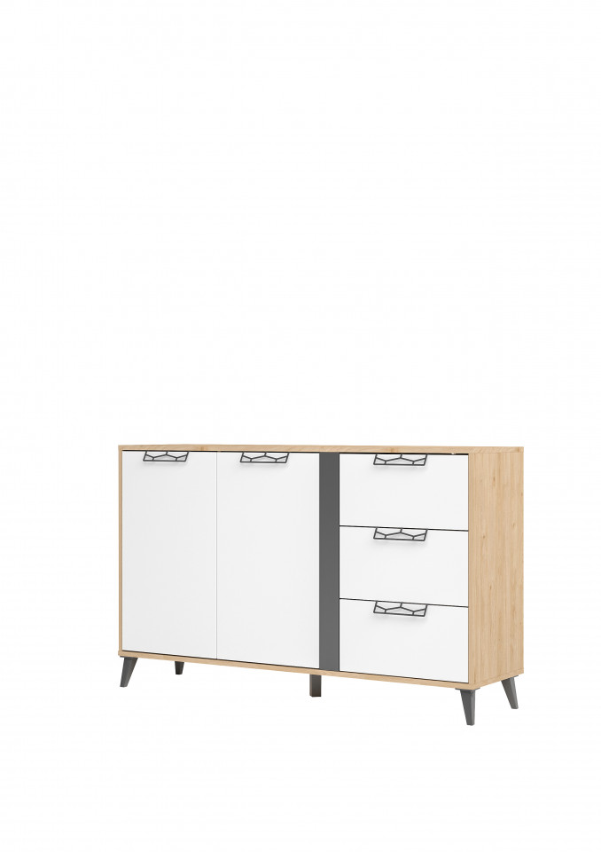 Moet 45 comodă cu 2 uși și 3 sertare 150 x 93 x 42 2d3s walnut/white/graphiteowy