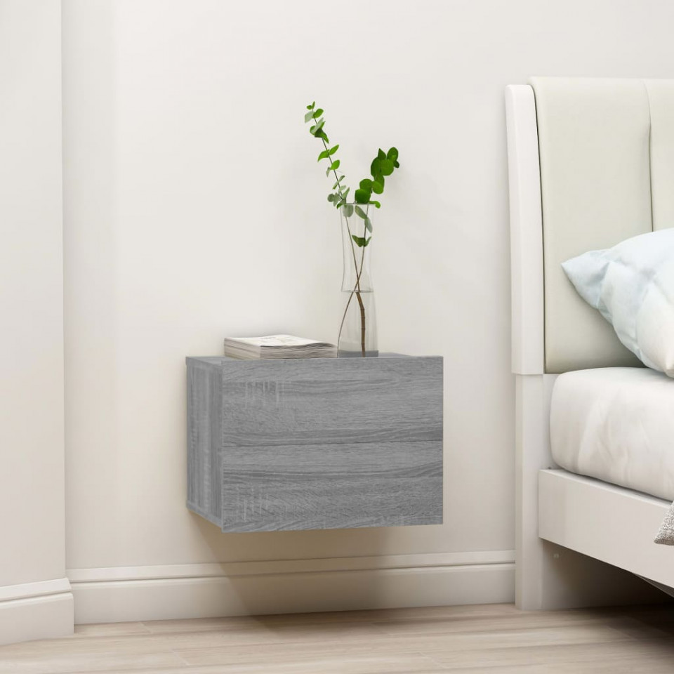 Noptiere, 2 buc., gri sonoma, 40x30x30 cm, lemn prelucrat
