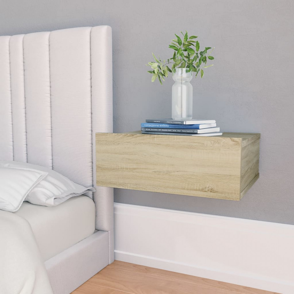 Noptiere suspendate, 2 buc, stejar sonoma, 40 x 30 x 15 cm, pal