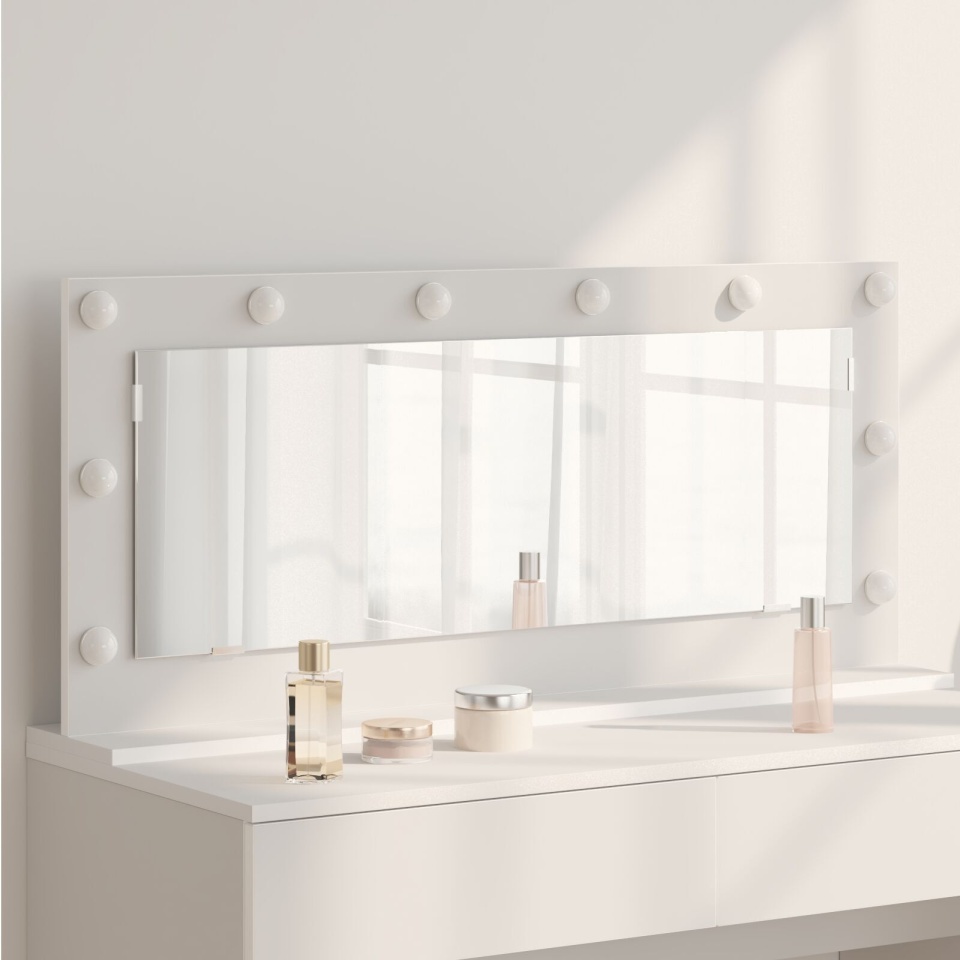 Oglindă de toaletă cu lumini LED Alb 100x45x18 cm
