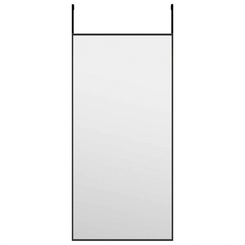 Oglindă pentru ușă, negru, 30x60 cm, sticlă și aluminiu