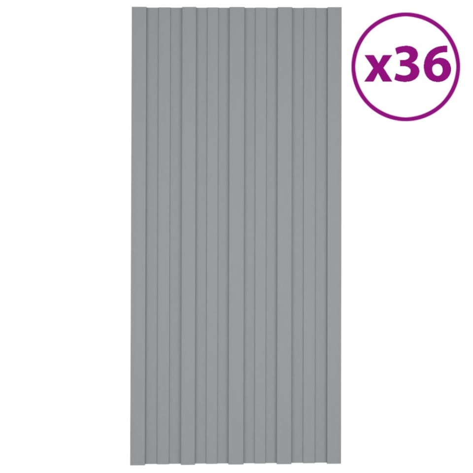 Panouri pentru acoperiș 36 buc. gri 100x45 cm oțel galvanizat