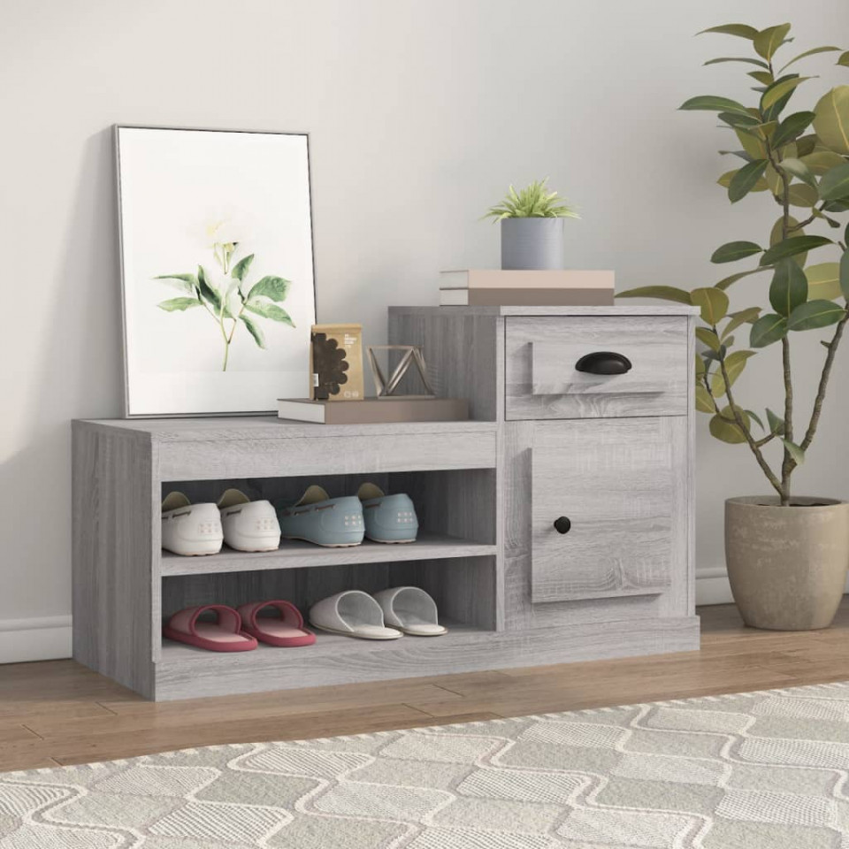 Pantofar, gri sonoma, 100x42x60 cm, lemn prelucrat