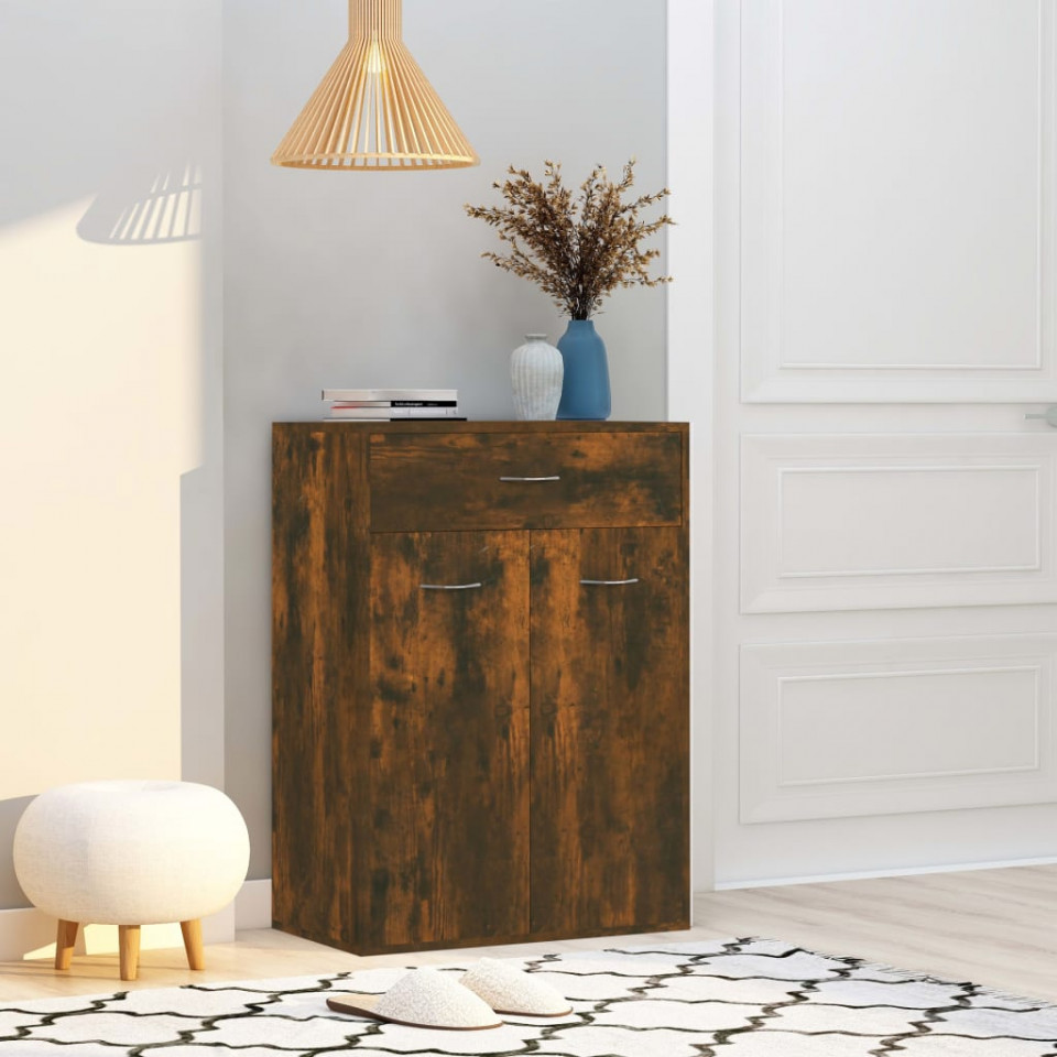 Pantofar, stejar fumuriu, 60x35x84 cm, lemn prelucrat