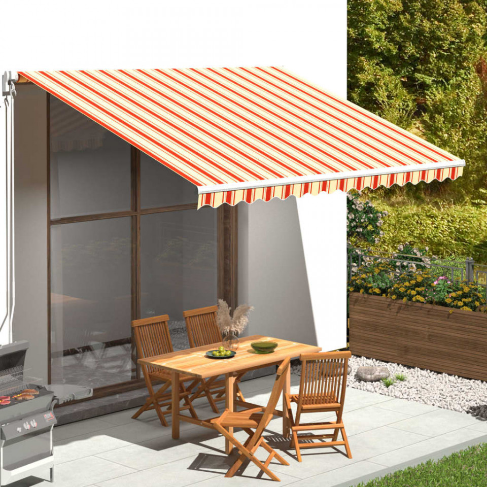 Pânză de rezervă copertină, galben și portocaliu, 4x3,5 m