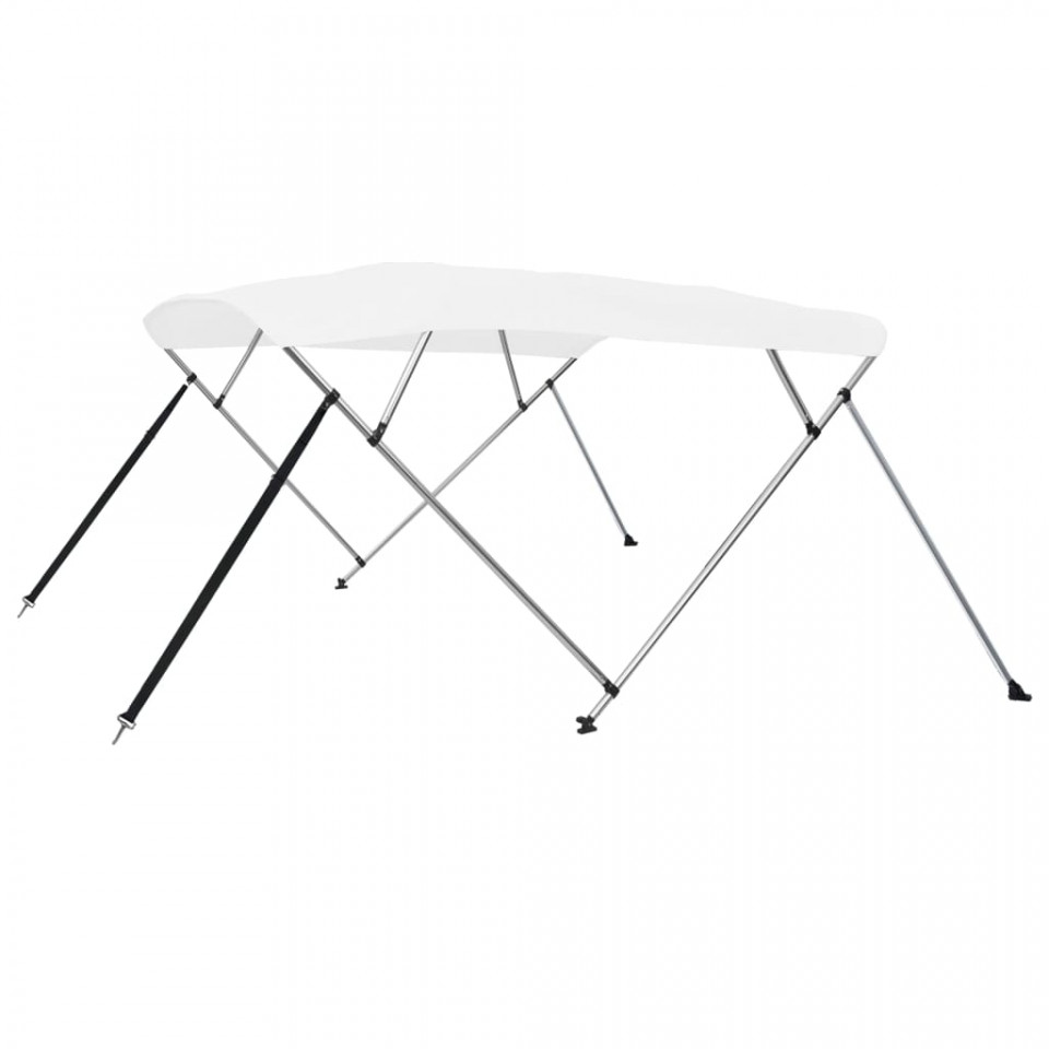 Parasolar barcă Bimini cu 4 arcuri, alb, 243x210x137 cm