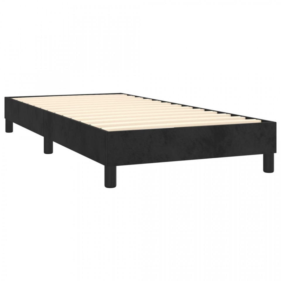 Pat box spring cu saltea, negru, 80x200 cm, catifea