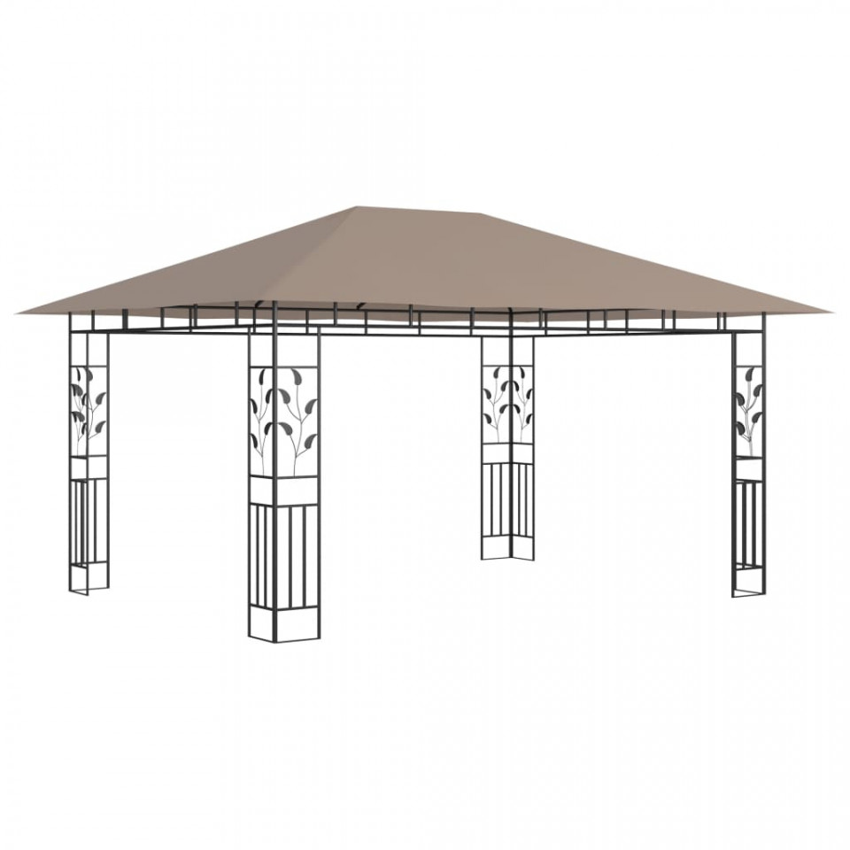Pavilion cu plasă anti-țânțari&lumini LED,gri taupe, 4x3x2,73 m