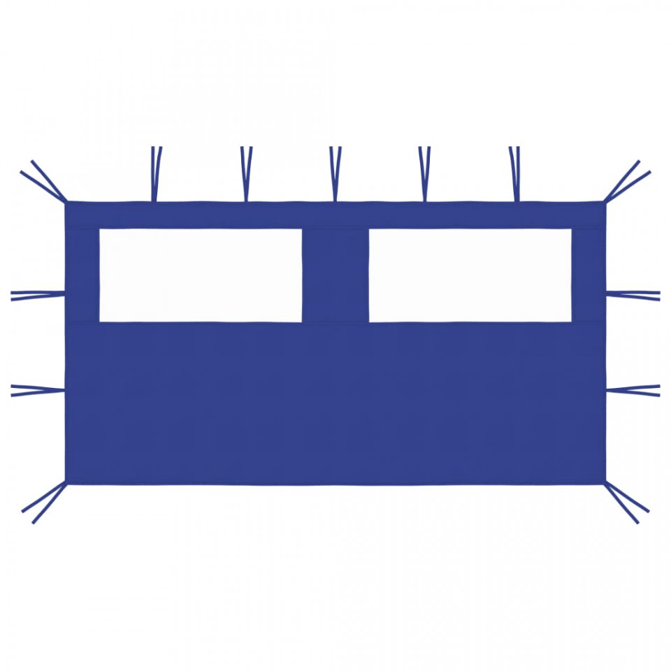 Perete lateral foișor cu ferestre, albastru, 4x2 m