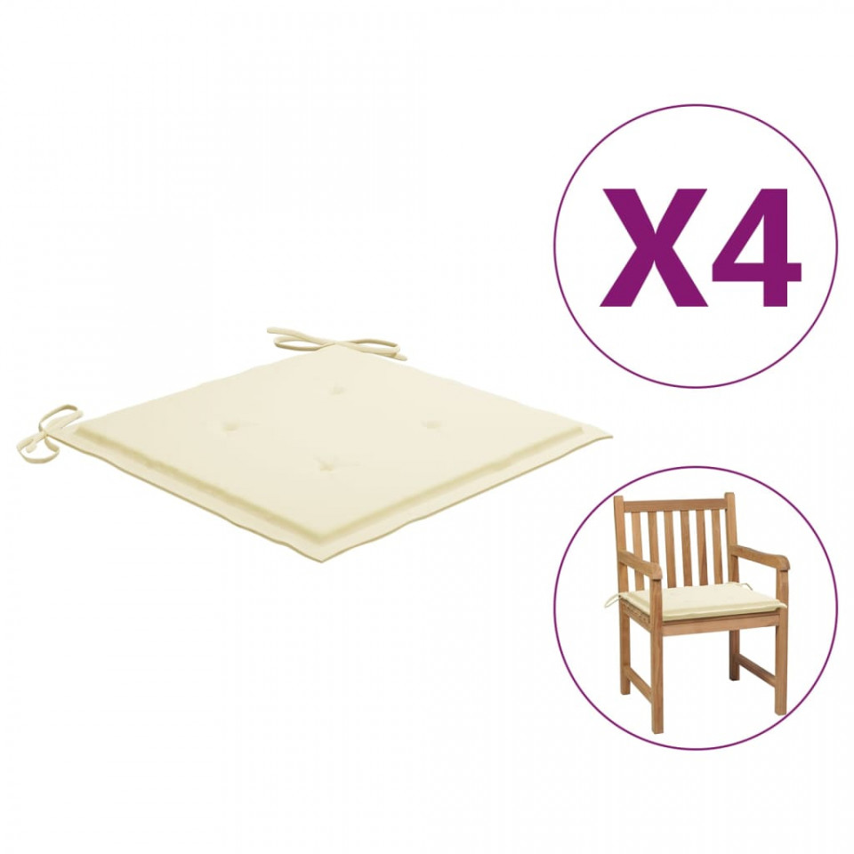 Perne scaun de gradina, 4 buc., crem, 50x50x4 cm, textil