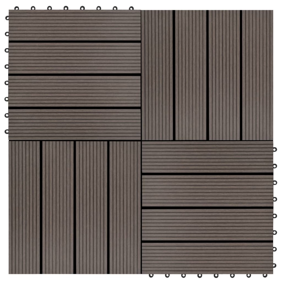 Plăci de pardoseala 11 buc, maro închis, 30 x 30 cm, WPC, 1mp