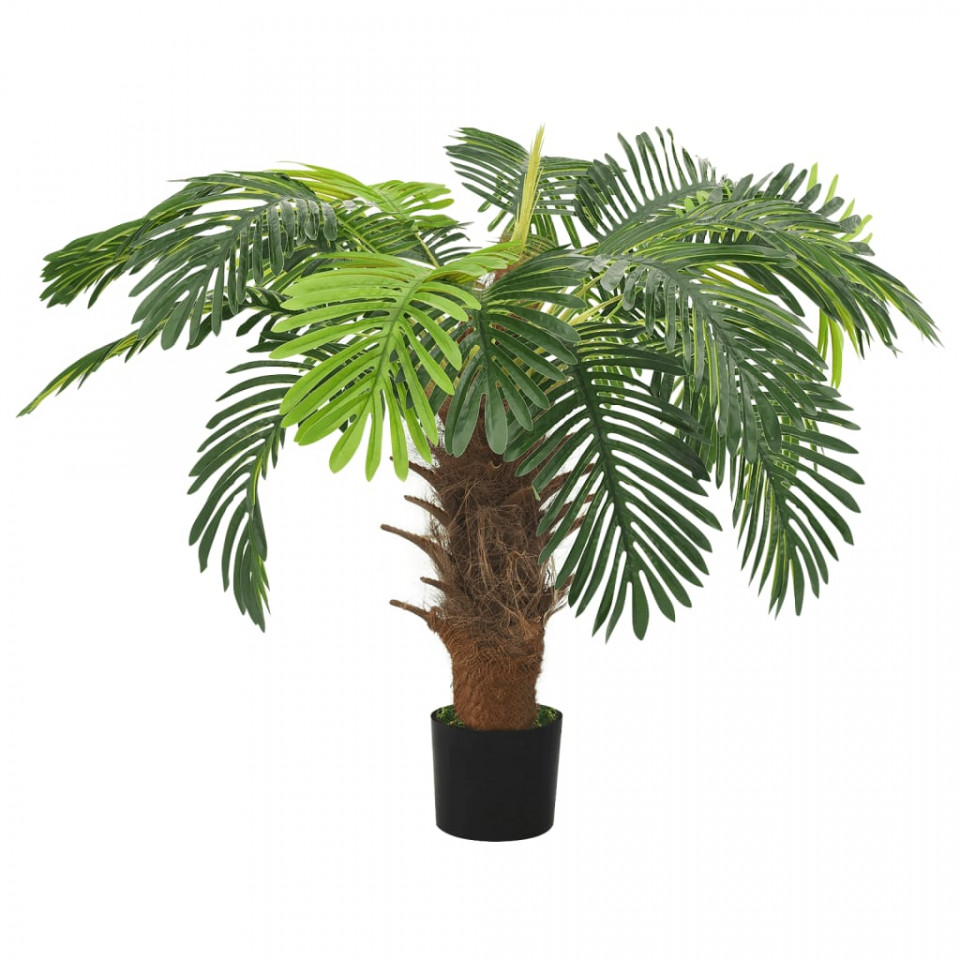 Planta artificiala palmier cycas cu ghiveci, verde, 90 cm