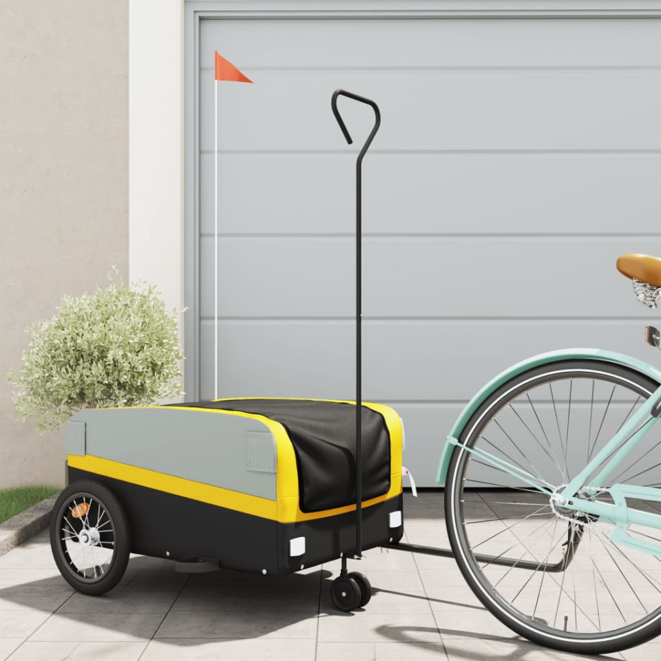 Remorcă pentru biciclete, negru și galben, 45 kg, fier
