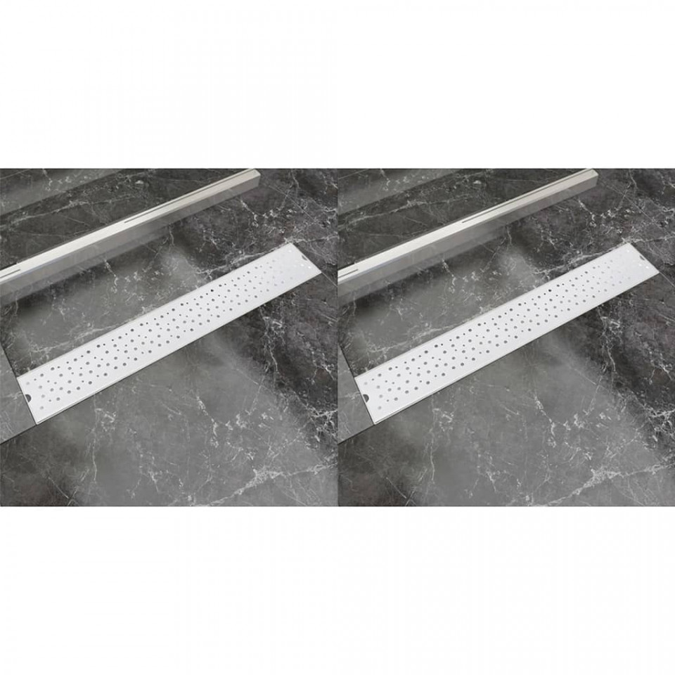 Rigolă duș liniară, 2 buc., 730×140 mm, oțel inoxidabil, bule 730x140