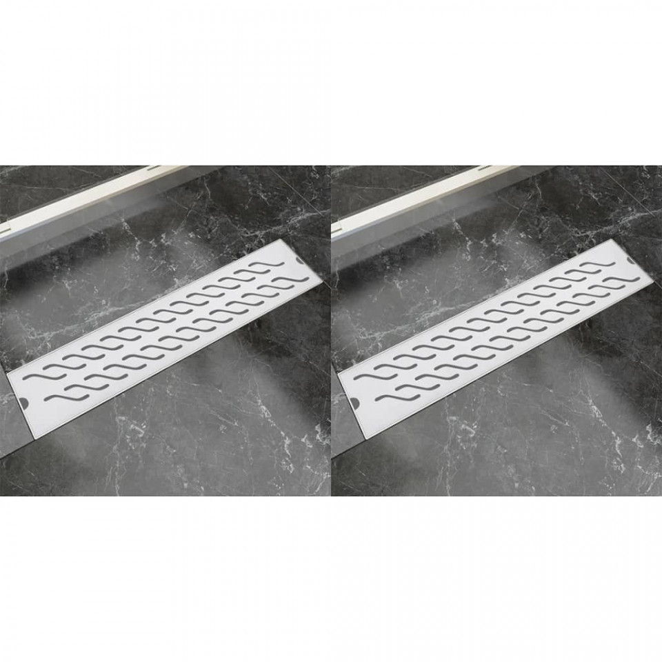 Rigolă liniară duș 2 buc 530×140 mm oțel inoxidabil model valuri Casa Practica