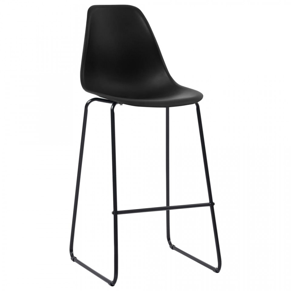 Scaune de bar, 4 buc., negru, plastic