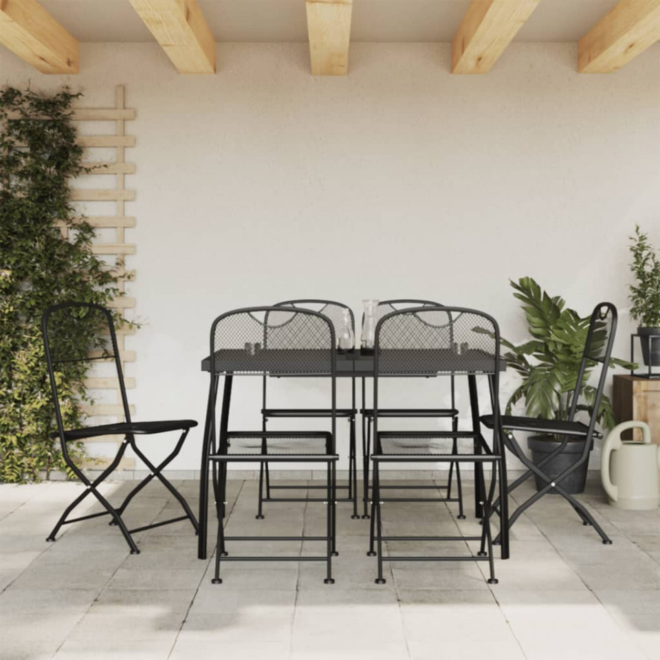 Set de masă pentru grădină, 7 piese, plasă metalică antracit