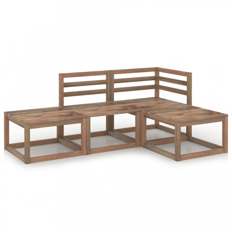Poza Set mobilier de gradina, 4 piese, maro, lemn de pin tratat